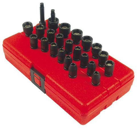 Sunex Sunex 1818 1/4-Inch Drive Master Magnetic Fractional and Metric Standard Impact Socket Set, 23-Piece